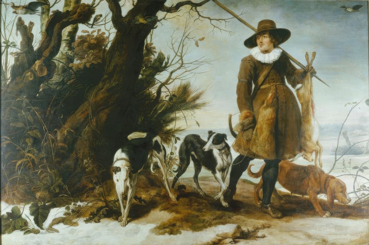 Winterlandschap met een Jager door Jan Wildens