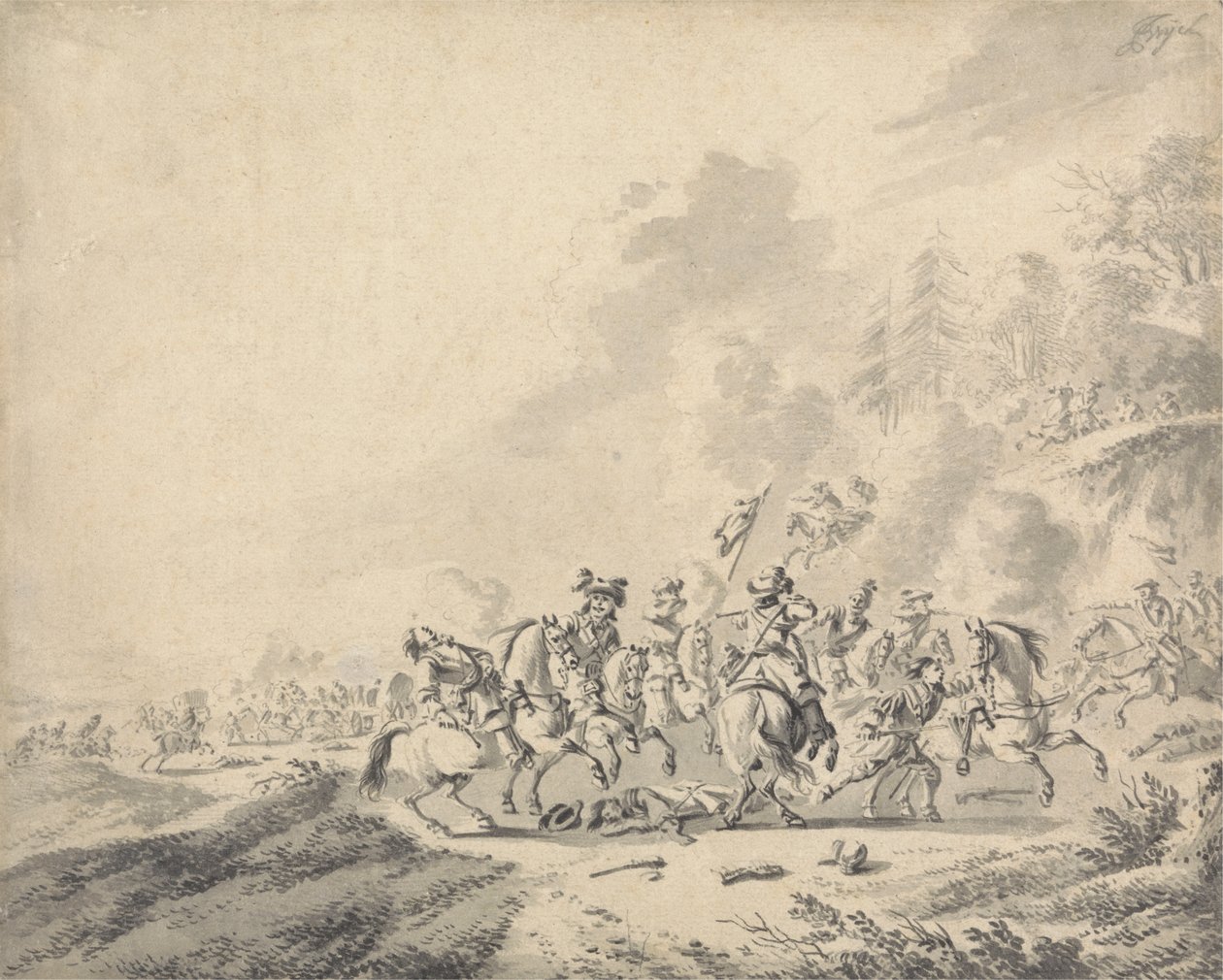 Een Cavaleriegevecht door Jan Wyck