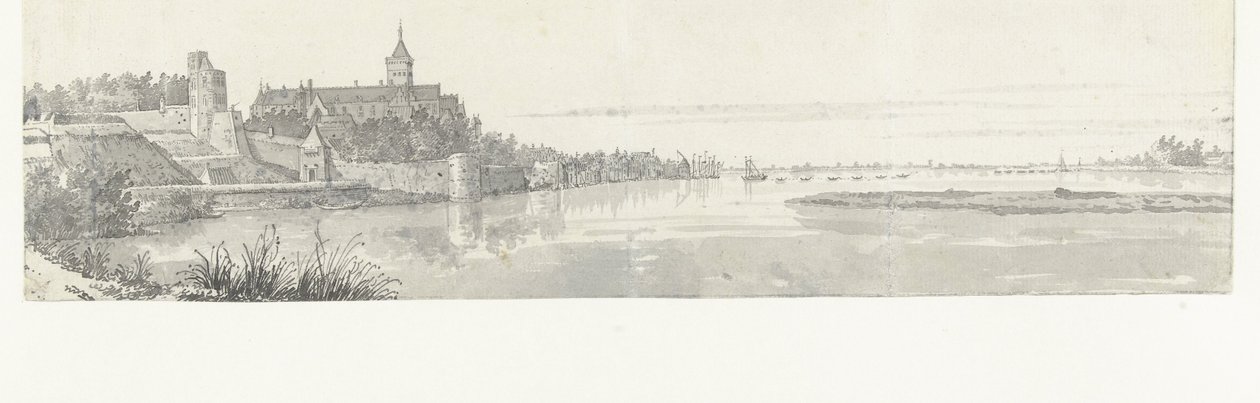 Gezicht op Nijmegen en de Waal door Jan de Beijer
