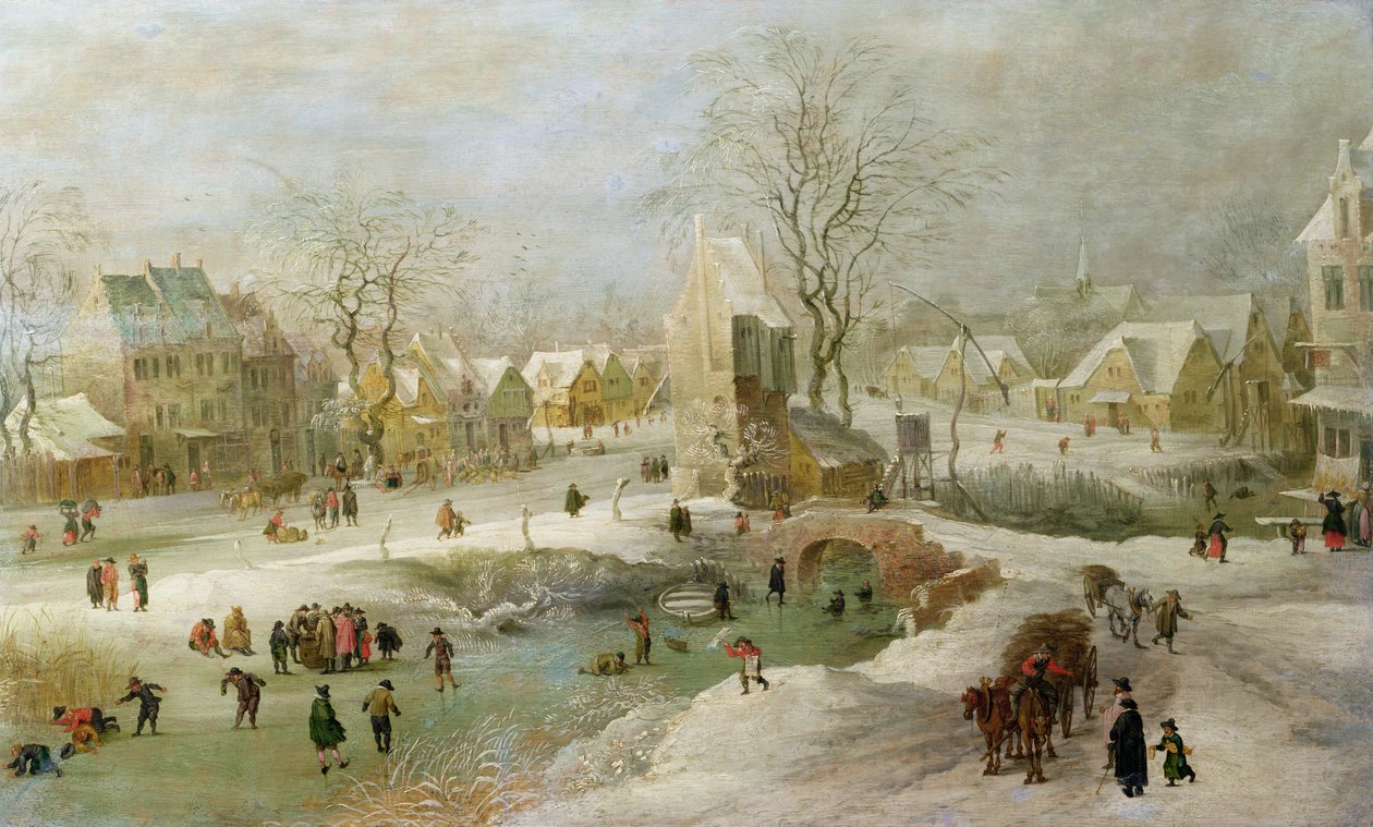Winterscène in Nederland door Jan the Elder Brueghel