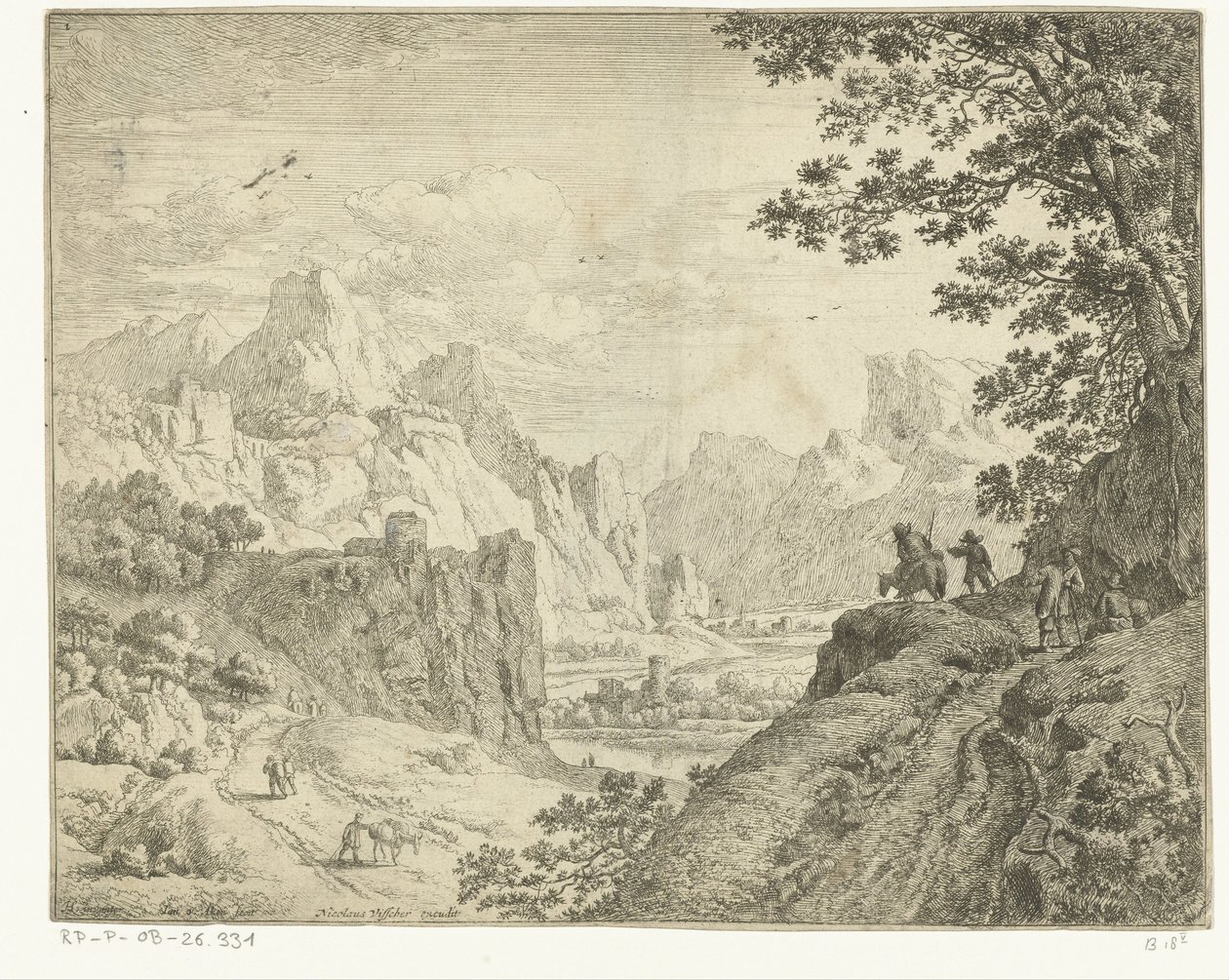 Rivierlandschap met reizigers door Jan van Aken