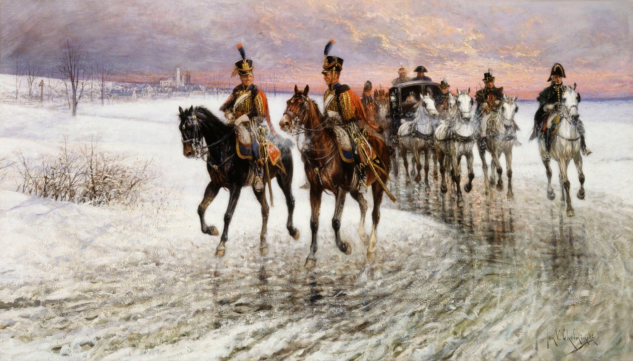 Napoleon trekt zich terug uit Moskou door Jan van Chelminski