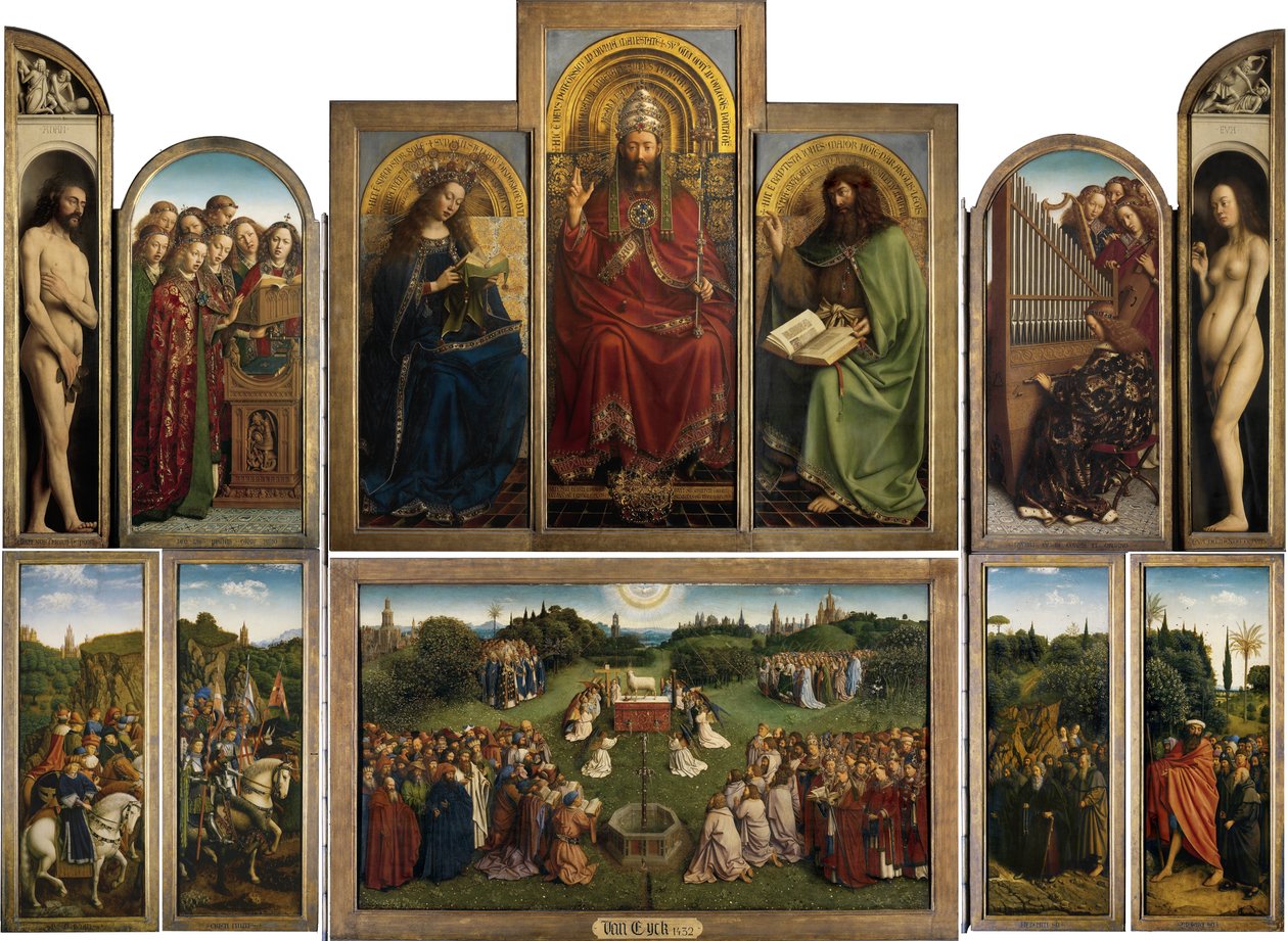 Het Lam Gods (open Gentse altaarstuk) door Jan van Eyck