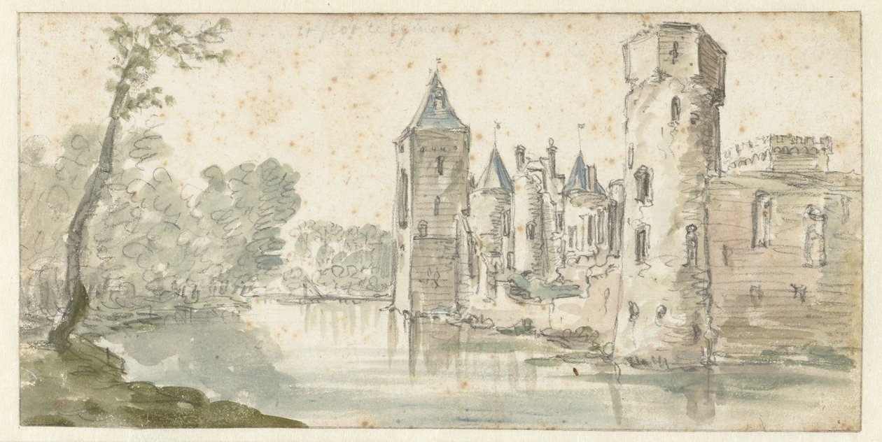 Gezicht op kasteel Egmond door Jan van Goyen (possibly)