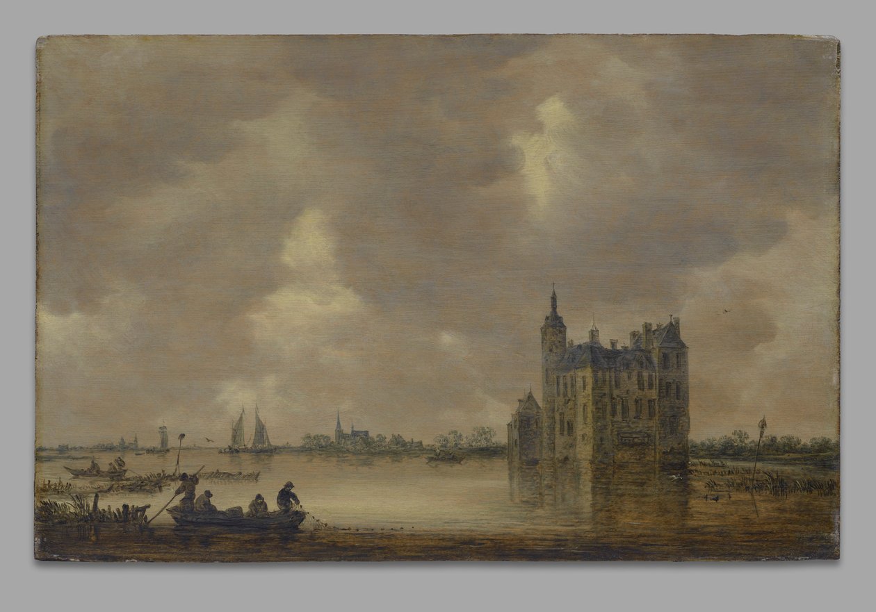 Een Kasteel bij een Rivier door Jan van Goyen