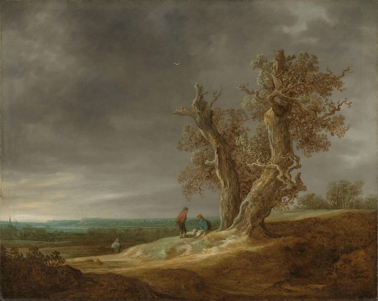 Landschap met twee eiken door Jan van Goyen