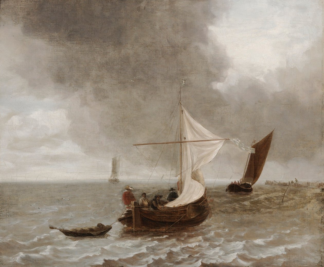 Zeilboten in een briesje door Jan van de Cappelle