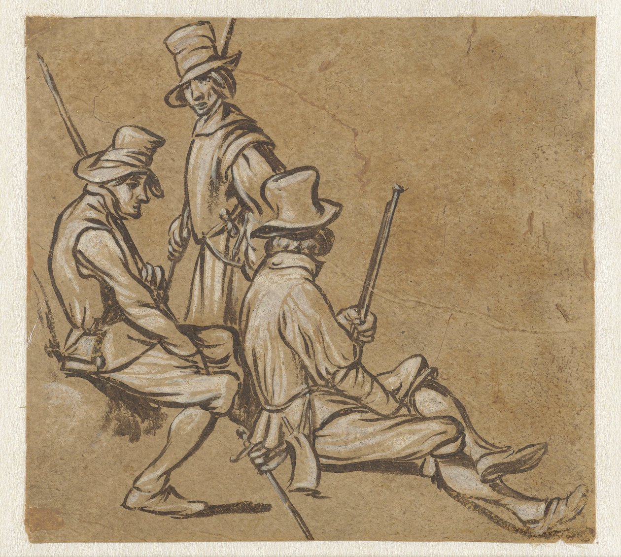 Groep van drie soldaten door Jan van de Velde (II)