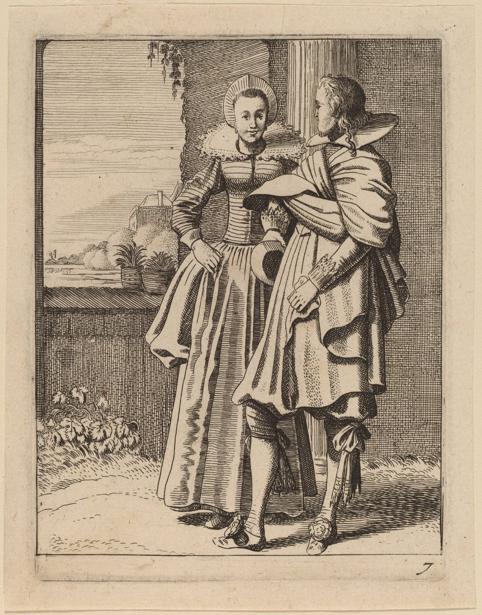 Twee figuren in kostuum door Jan van de Velde II