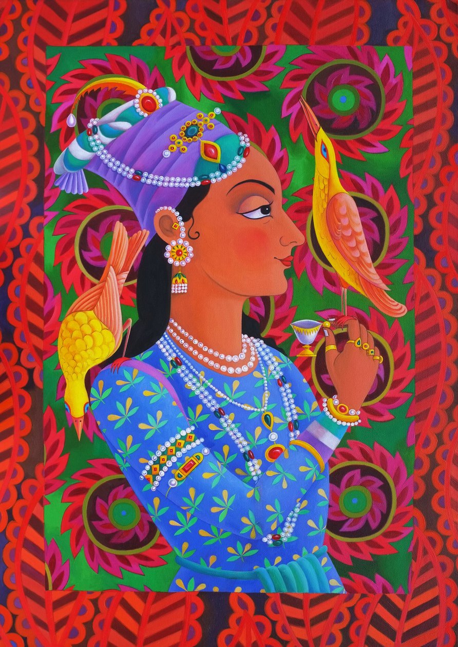 Maharani met twee vogels, 2012 door Jane Tattersfield