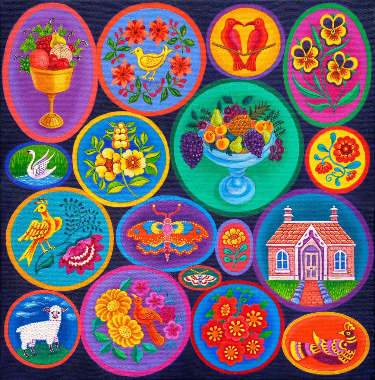Volkskringen, 2024 (olieverf op doek) door Jane Tattersfield