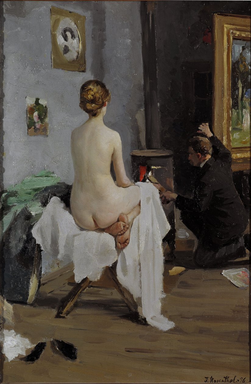 Het atelier van de schilder door Janis Rozentals