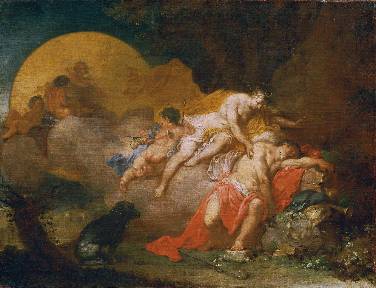 Luna en Endymion door Januarius Zick