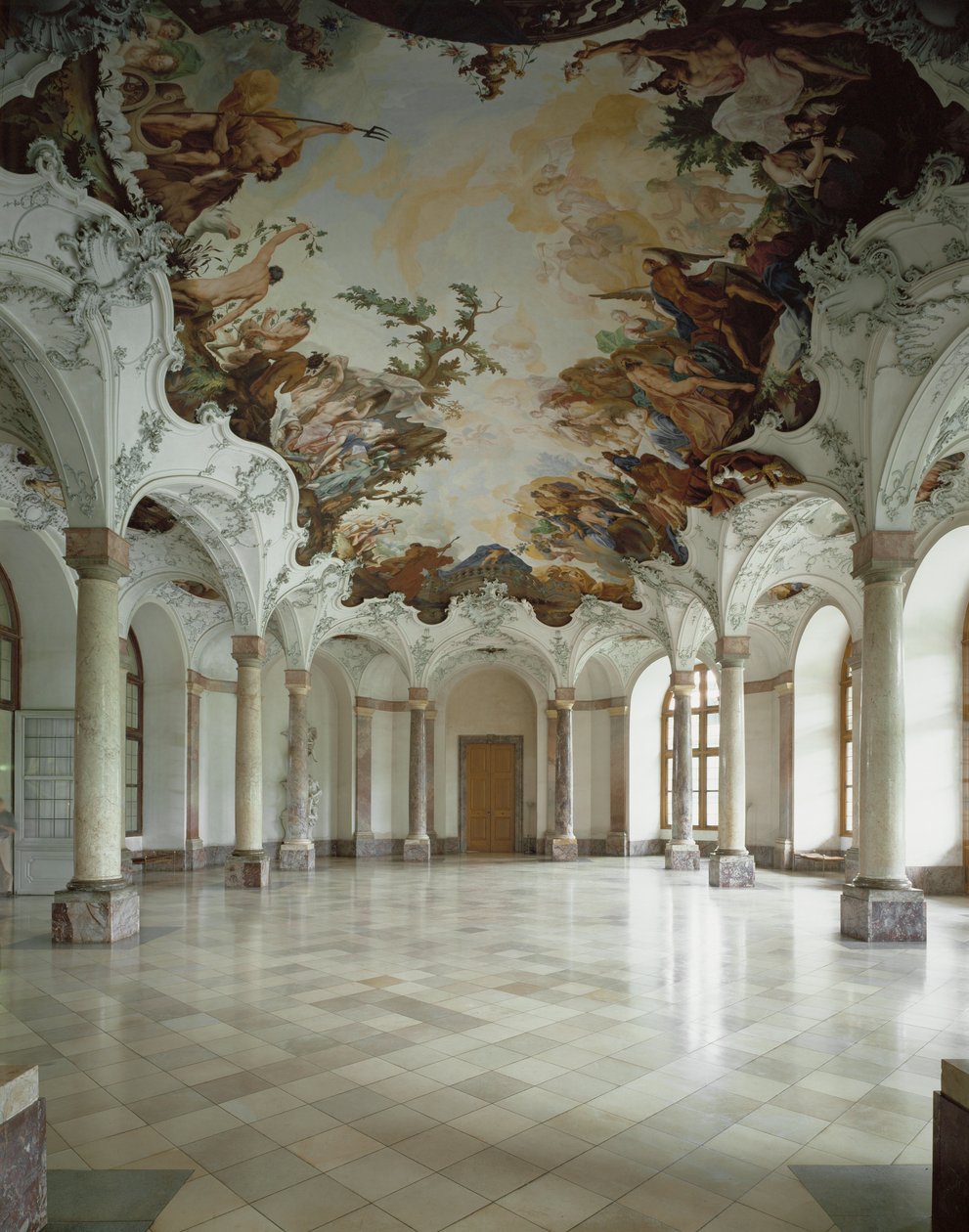Residentie Wuerzburg, Sala Terrena, Wuerzburg, Duitsland (fresco) door Januarius Zick