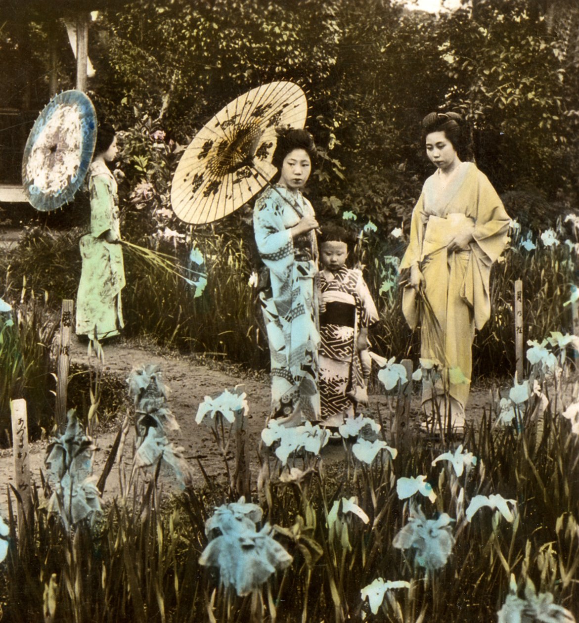 Een wandeling in de iristuin, ca. 1900 door Japanese Photographer
