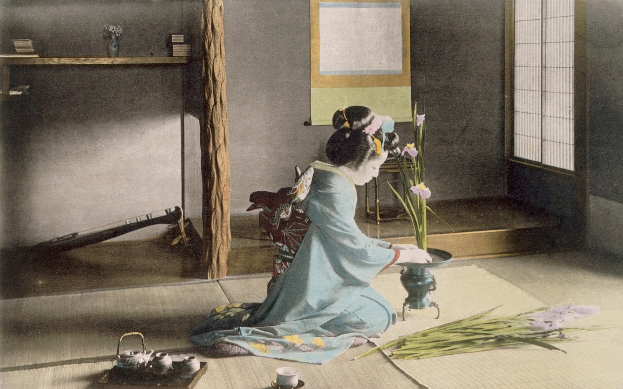 Meisje dat bloemen rangschikt, 1890