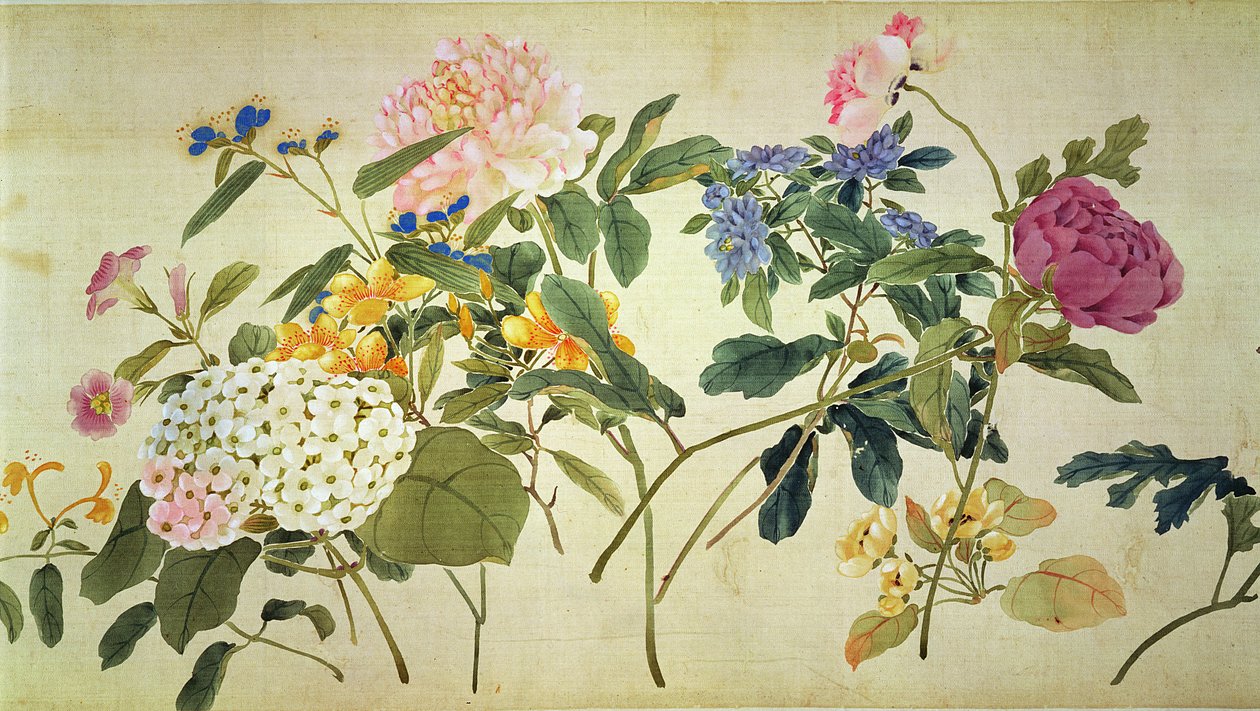 Botanische studie van bloemen door Japanese School