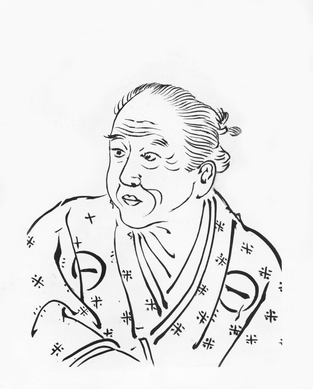 Chikamatsu Monzaemon (houtsnede) door Japanese School