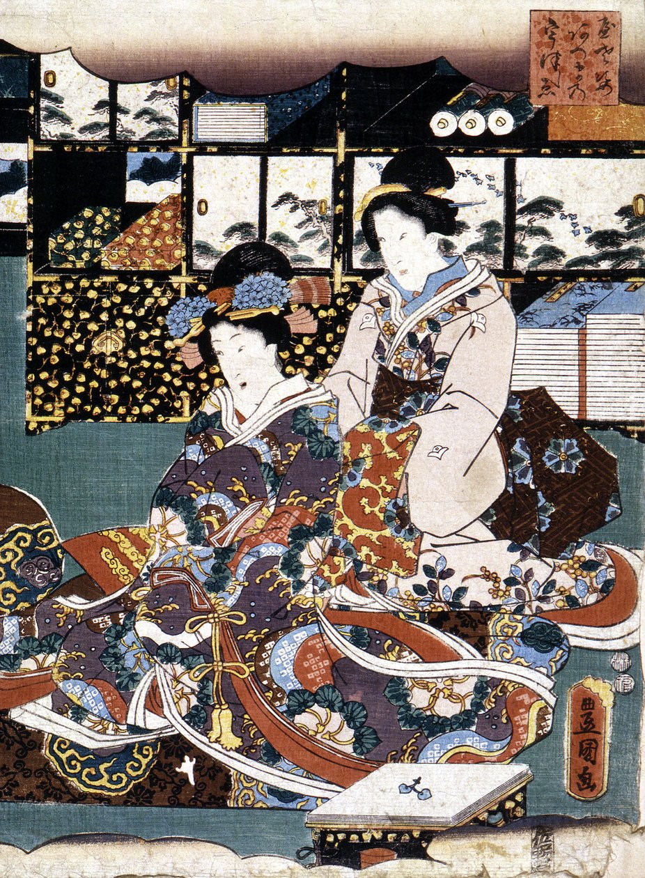 Japanse prent: twee vrouwen, n.d. door Japanese School