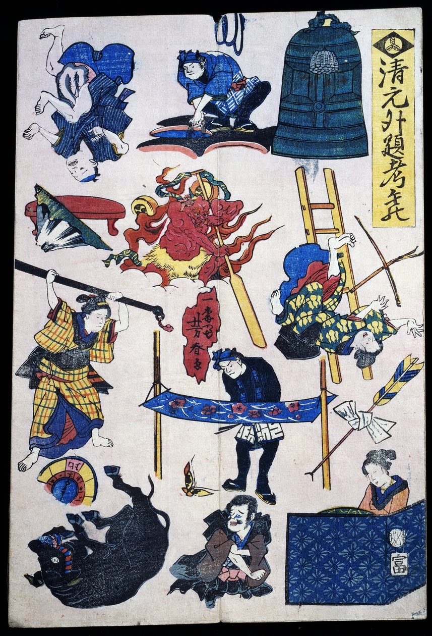 Kabuki-theaterscènes en objecten door Japanese School