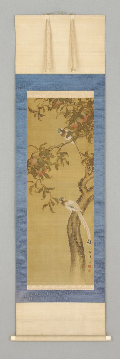 Perzik en vogels, vroege 19e eeuw door Japanese School