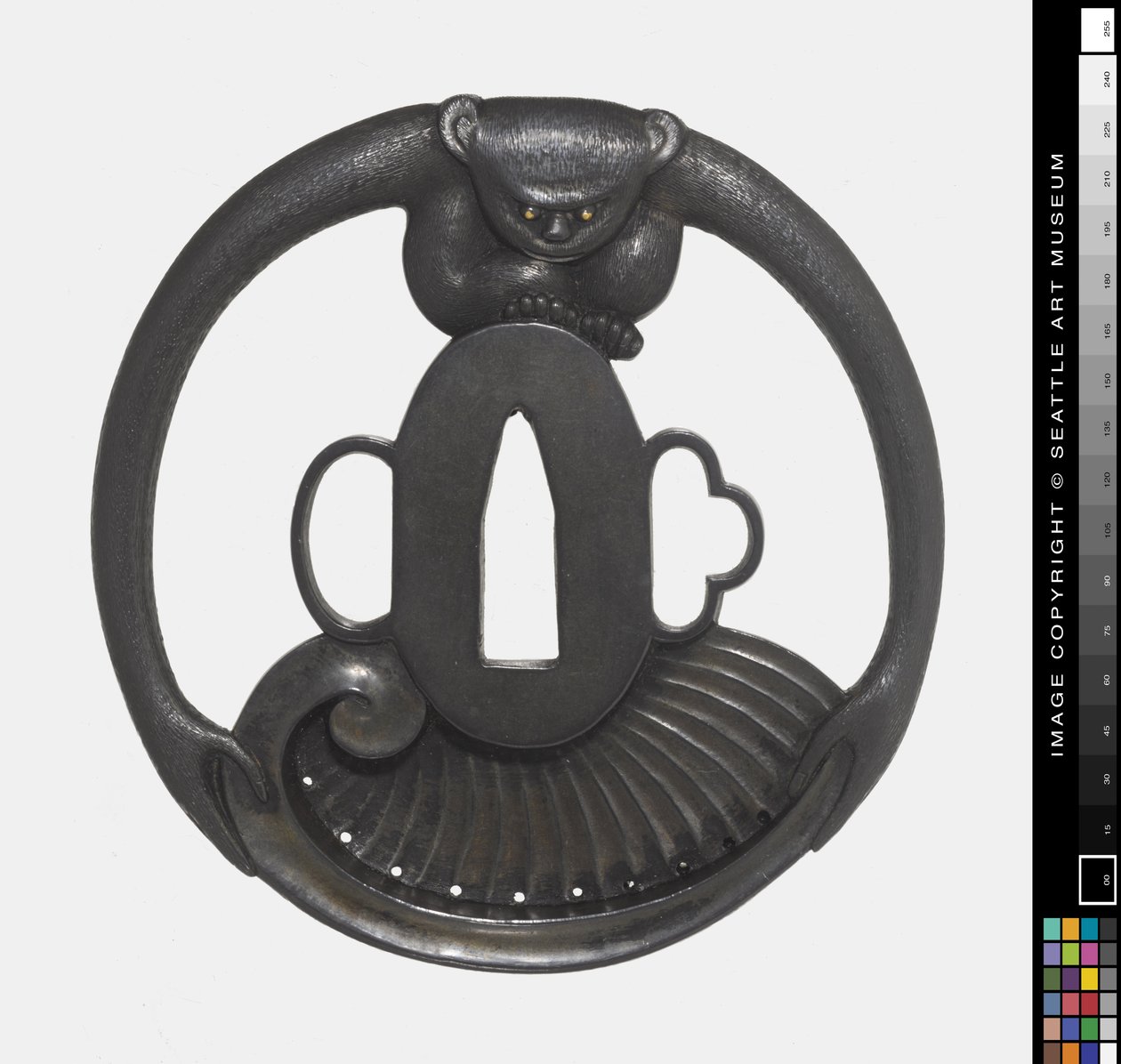 Tsuba: Aap die Schelp Vasthoudt door Japanese School