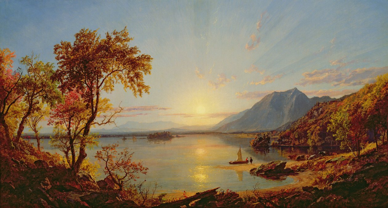 Zonsondergang, Lake George, New York, 1867 door Jasper Francis Cropsey