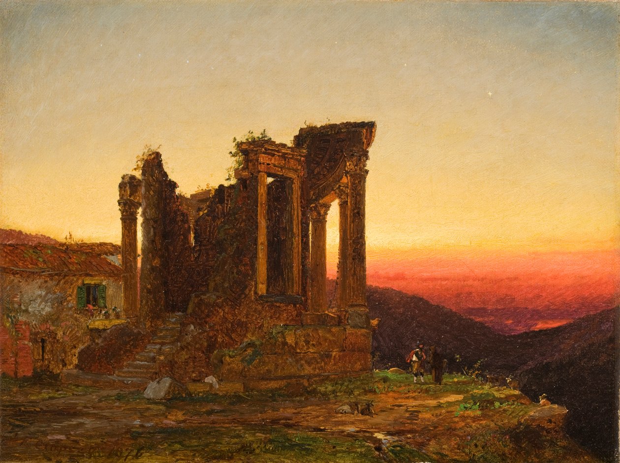 Tempel van de Sibyl, Tivoli (Vroege Ochtend in Paestum), 1876 door Jasper Francis Cropsey