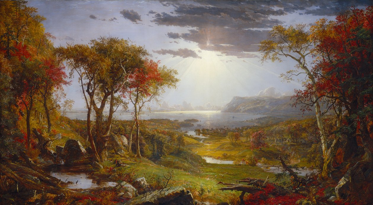 Herfst - Op de Hudson-rivier door Jasper Francis Cropsey
