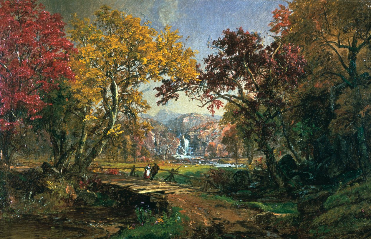 Koppel op een brug, 1876 door Jasper Francis Cropsey