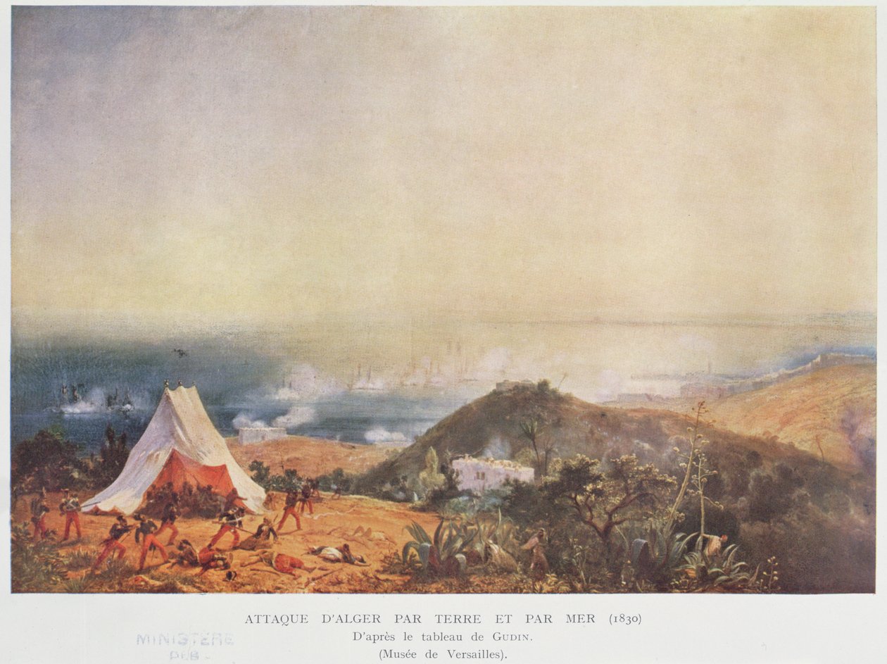 Aanval op Algiers over land en zee in 1830 door Jean Antoine Theodore Gudin