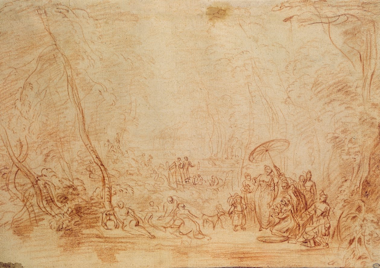 Redding van Mozes uit het water door Jean Antoine Watteau
