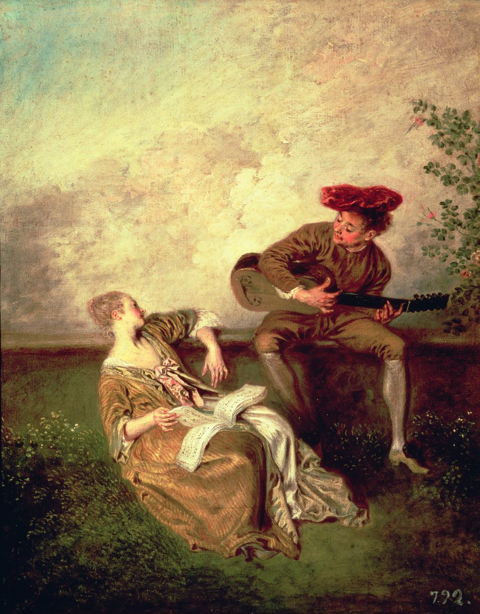 De zangles door Jean Antoine Watteau