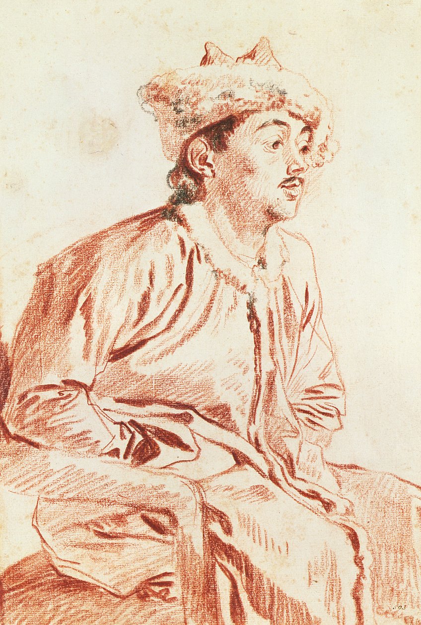 Jonge man in oosterse kleding door Jean Antoine Watteau
