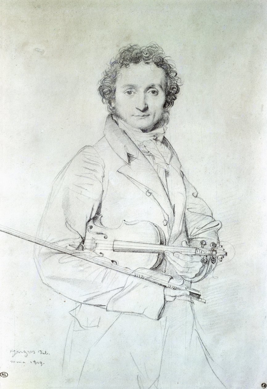 Portret van Niccolo Paganini, 1819 door Jean Auguste Dominique Ingres