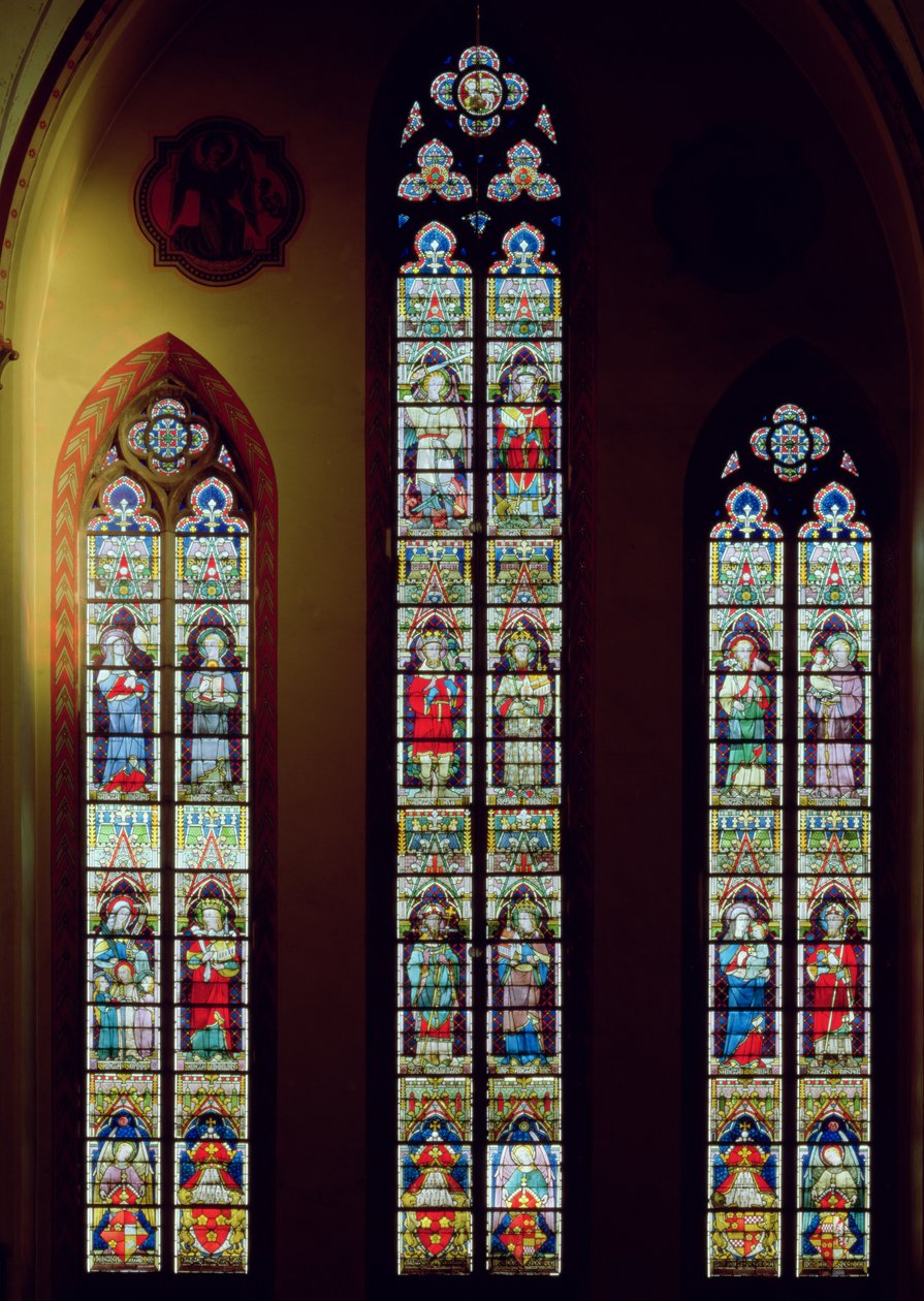 Lancetramen, 1873 (glas-in-lood) door Jean Baptiste Bethune