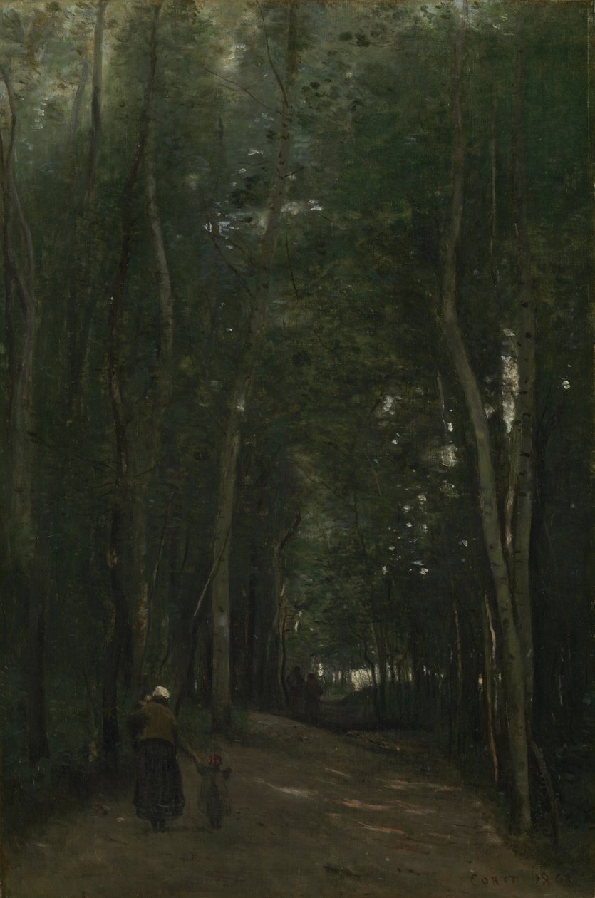 Een pad in Saint-Cloud door Jean Baptiste Camille Corot