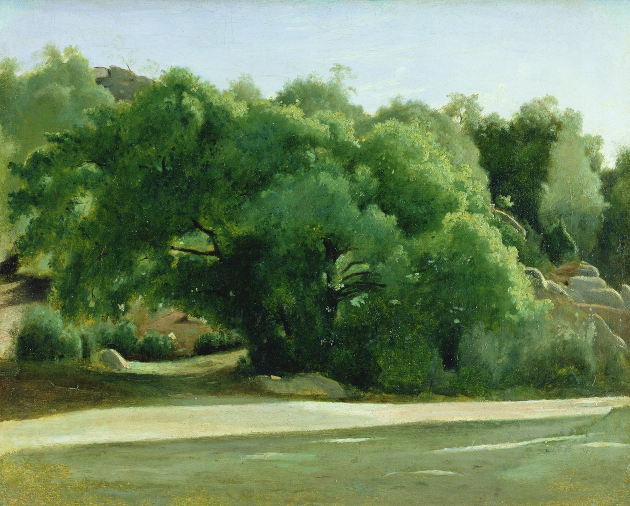 Fontainebleau, de weg naar Chailly, c.1822-24 door Jean Baptiste Camille Corot