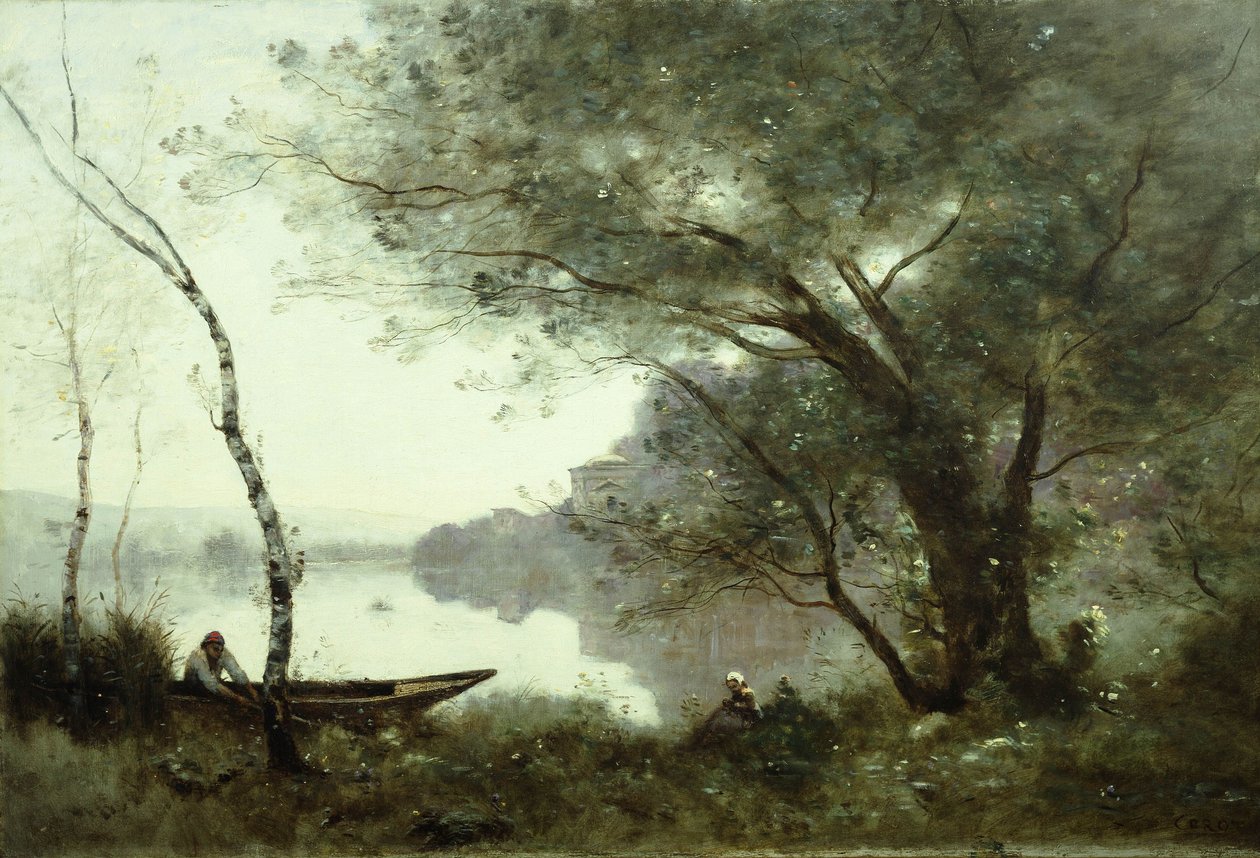 De veerman van Mortefontaine door Jean Baptiste Camille Corot