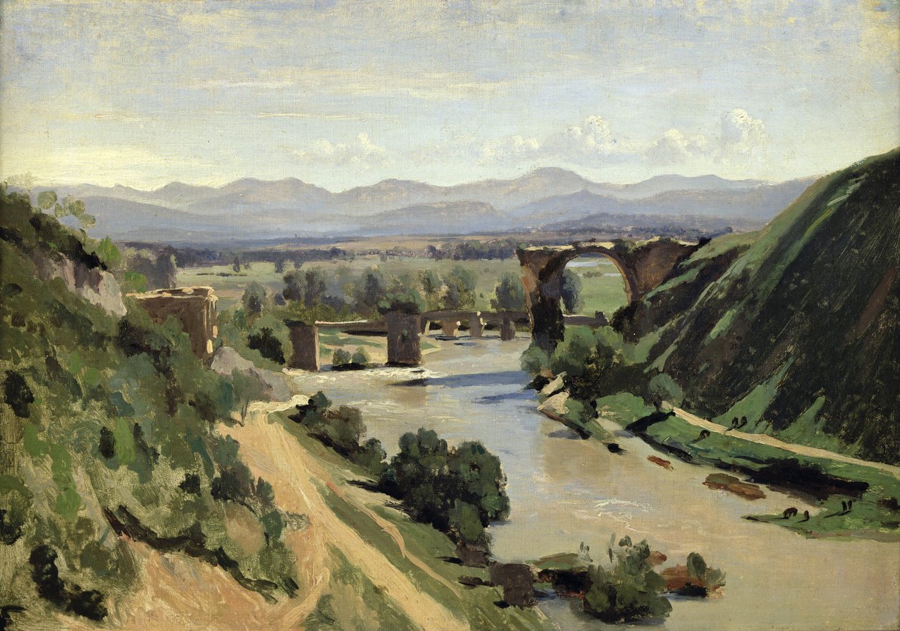 Narni, De Brug van Augustus over de Nera door Jean Baptiste Camille Corot