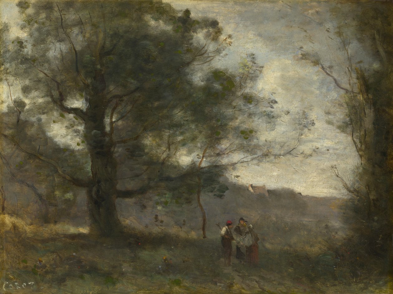 De eik in de vallei door Jean Baptiste Camille Corot