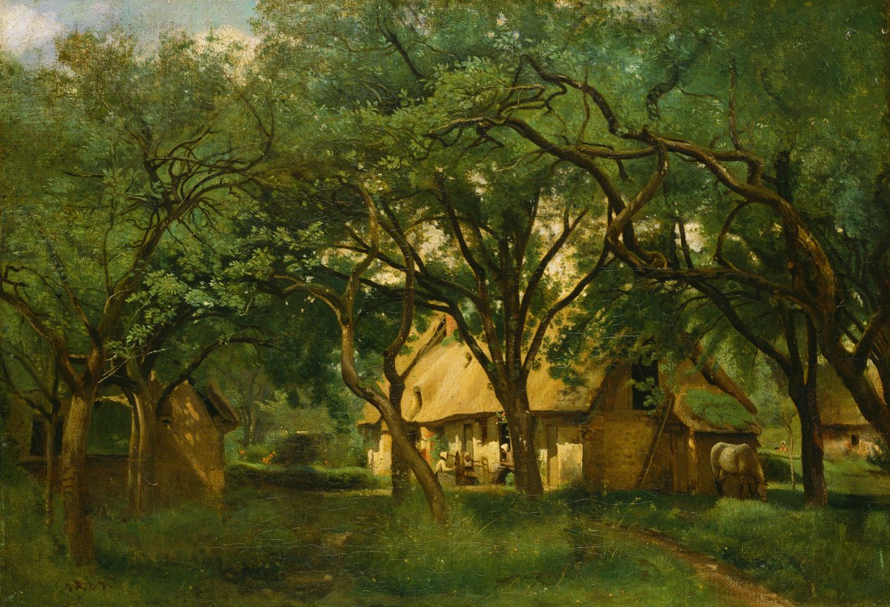 De Toutain-boerderij in Honfleur door Jean Baptiste Camille Corot