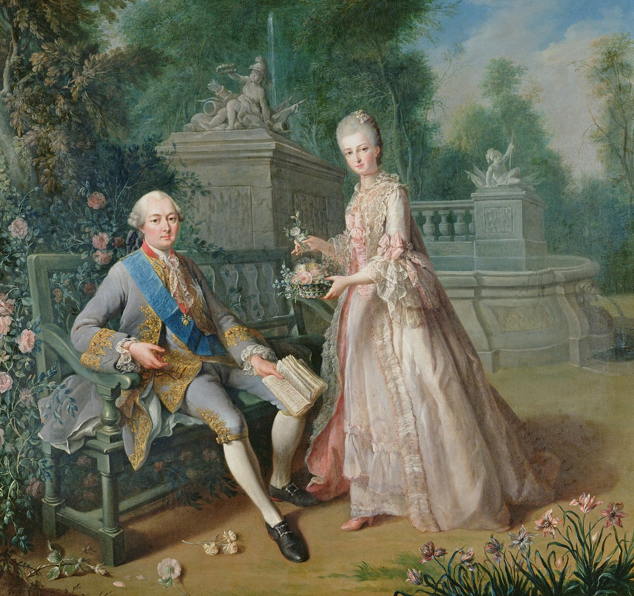 Louis Jean Marie de Bourbon, Hertog van Penthievre met zijn dochter, Louise-Marie Adelaide door Jean Baptiste Charpentier