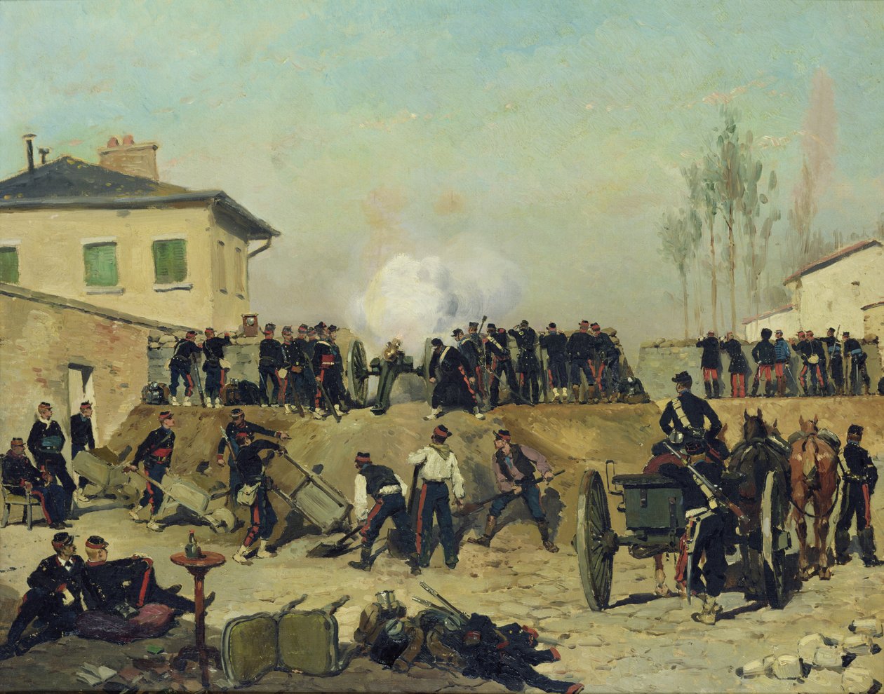De Slag bij Villejuif, Beleg van Parijs, 1870 door Jean Baptiste Edouard Detaille