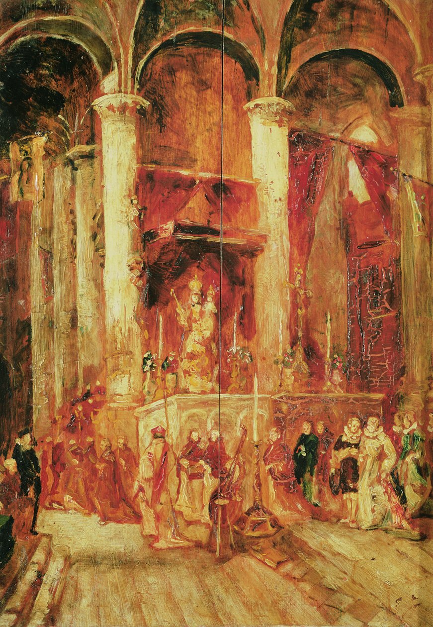 Processie in een Kerk door Jean Baptiste Isabey