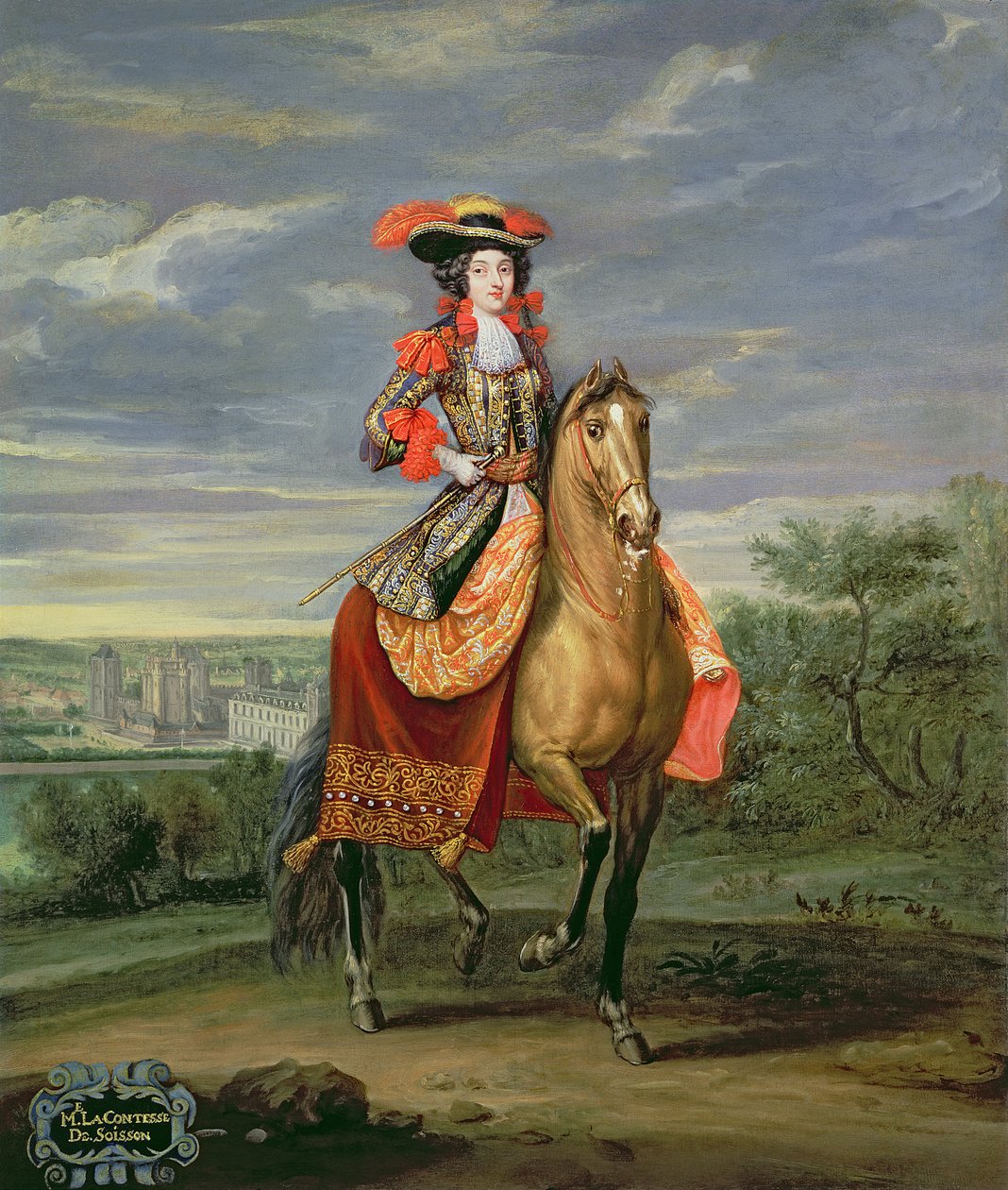 La Comtesse de Soissons Rijdt met Uitzicht op het Kasteel van Vincennes door Jean Baptiste Martin