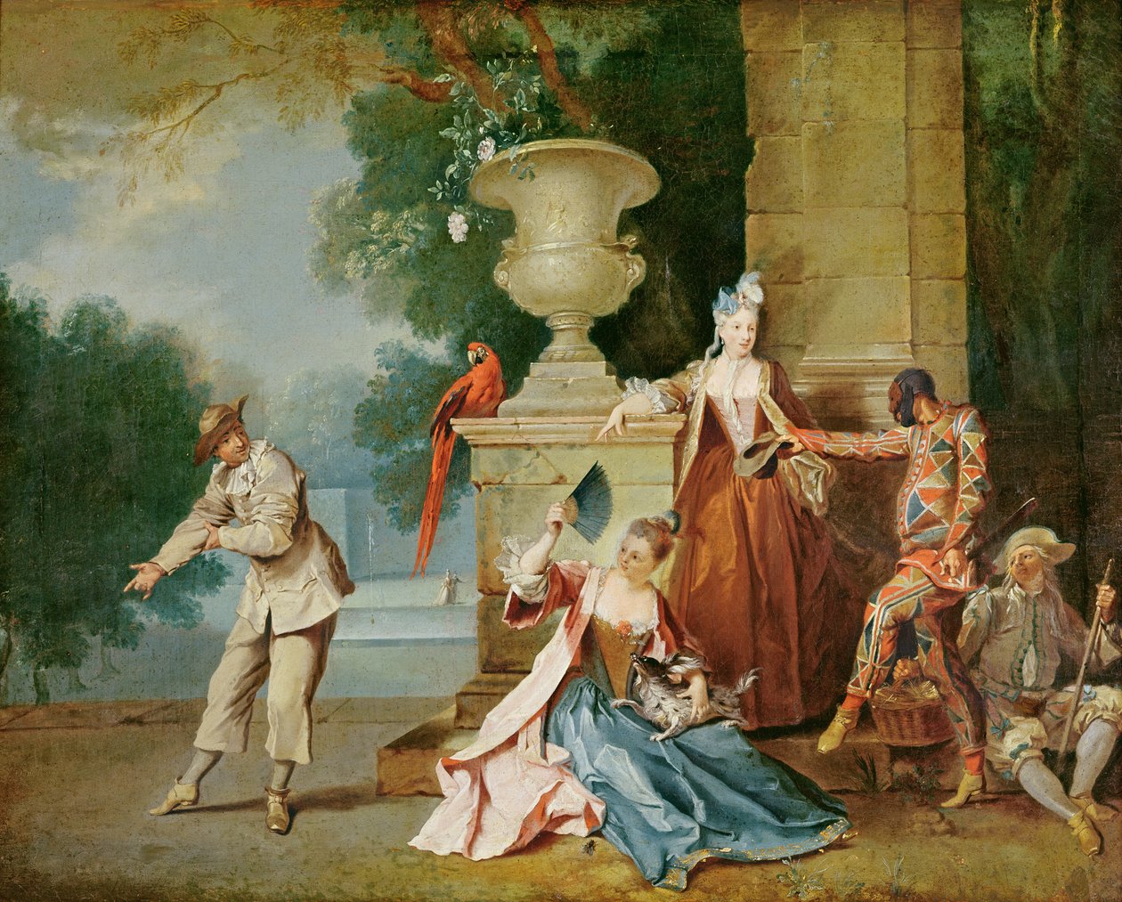 Italiaanse Komieken in een Park, c.1725 door Jean Baptiste Oudry