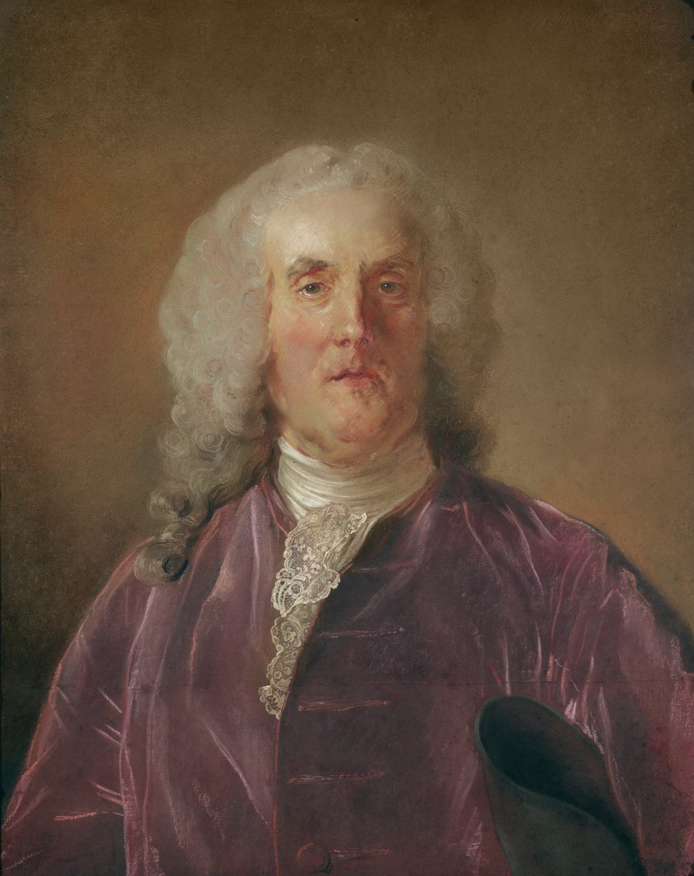 Abraham van Robais (pastel op papier) door Jean Baptiste Perronneau