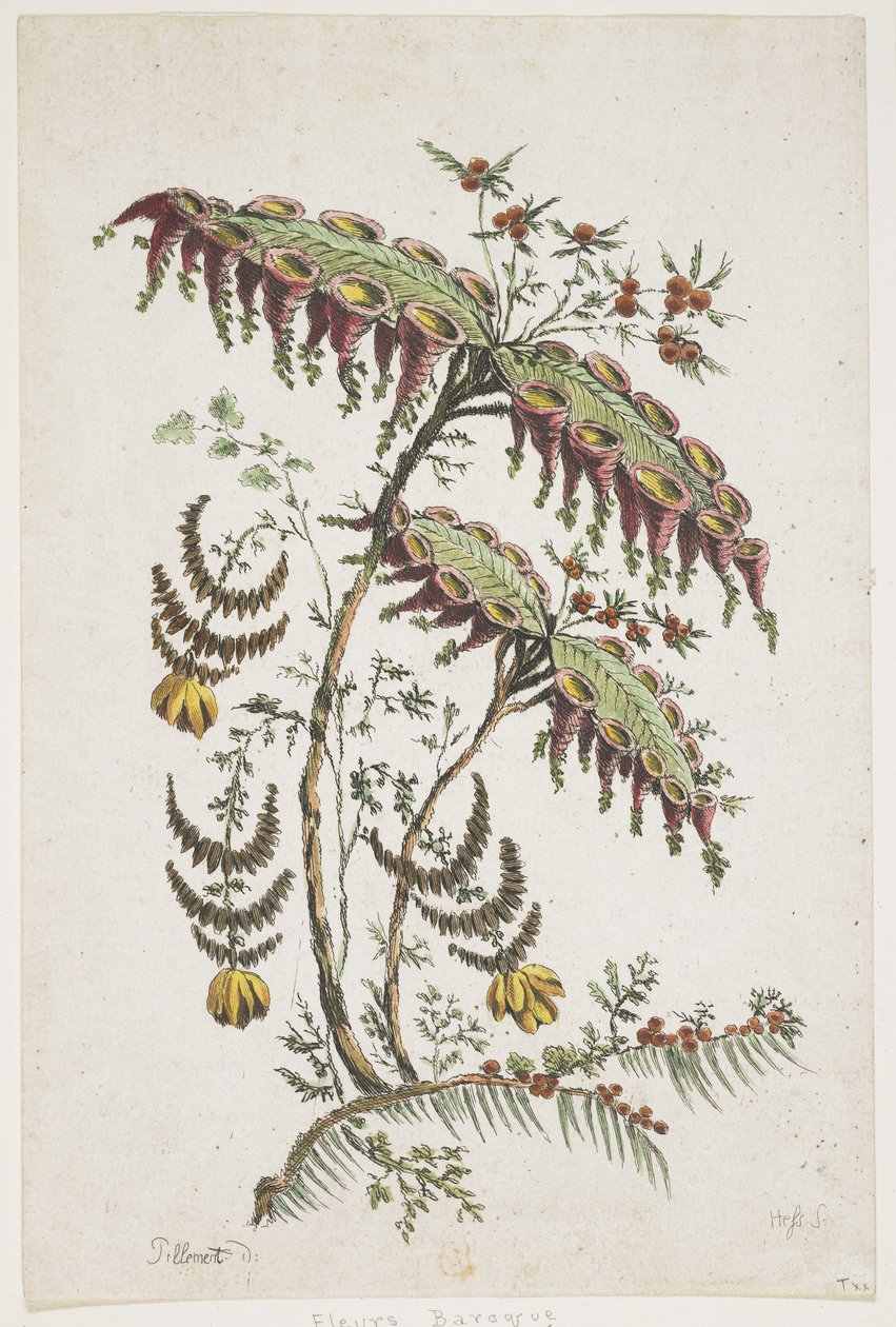 Bloemenplaat. Chinoiserie. door Jean Baptiste Pillement