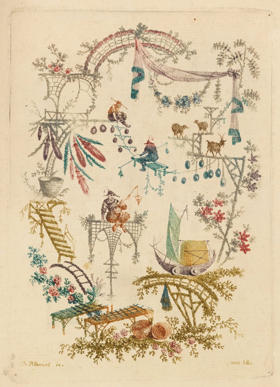 Ornamentaal Ontwerp uit Nouvelle suite de cahiers chinois a lusage des Dessinateurs et des peintres... door Jean Baptiste Pillement